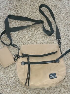 IHKWIP Beige Crossbody Bag with Black Strap